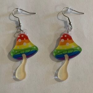 Rainbow Mushroom Earrings for Kids